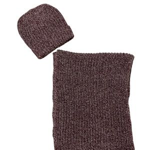 LANE BRYANT NWOT Marled Knit Scarf Beanie Hat Purple Cream Ribbed Fall Winter